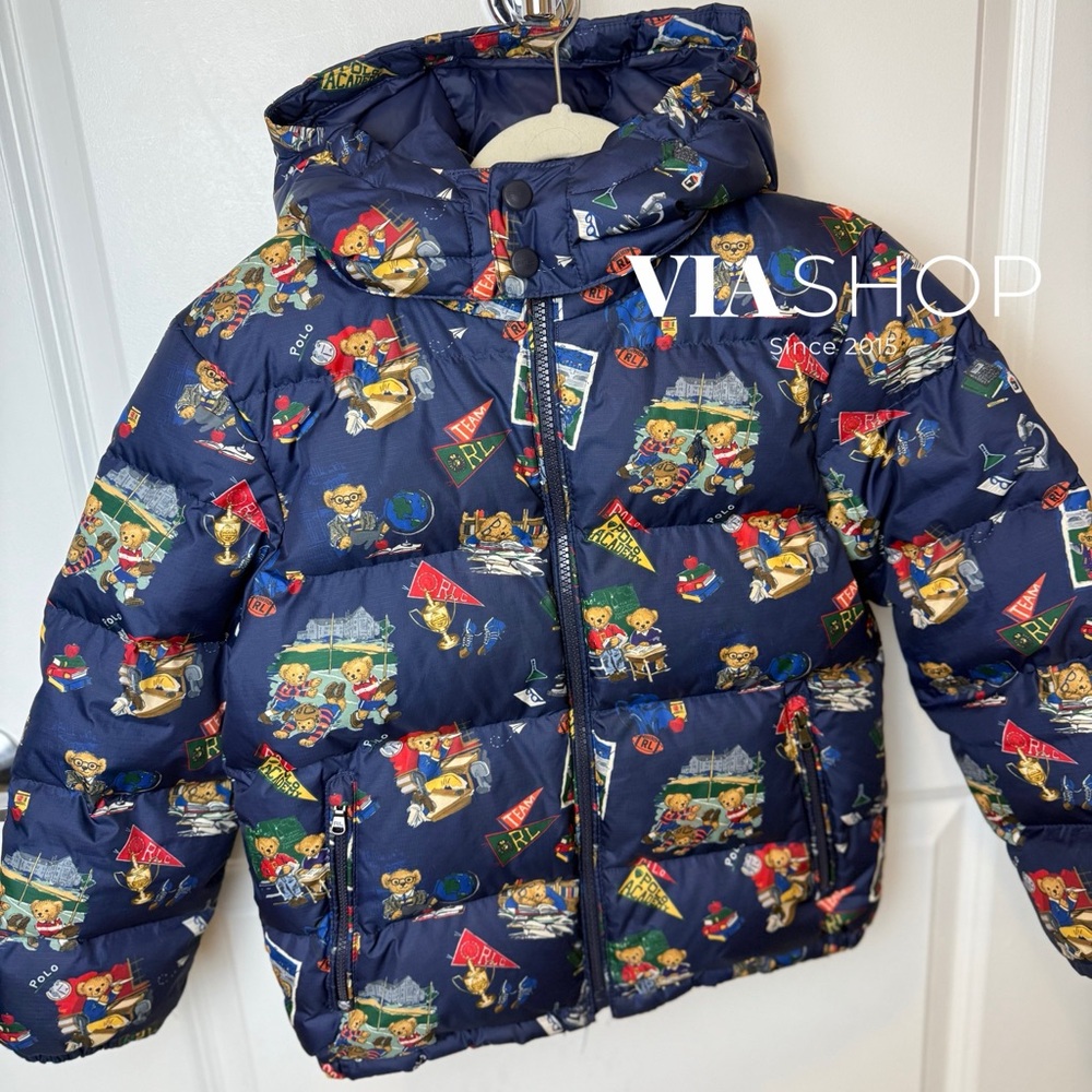 Polo Bear by Ralph Lauren Kid’s Water-Repellent Down Jacket, Multi, Retail $195 - Picture 3 of 9